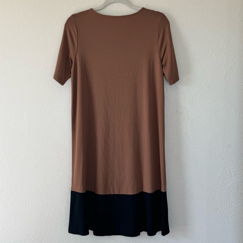 J Jill Wearever Collection Tan Black Colorblock A Line Tee Dress S NEW $89 - Picture 3 of 12